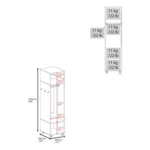 Armoire en bois blanc 63H, 3 étagères, 1 miroir, 4 roulettes, meuble de chambre autoportant pliable pour usage domestique - Product Image 6