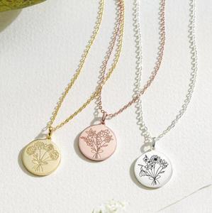 Ispirare gioielli compleanno <span class=keywords><strong>fiore</strong></span> in acciaio inox Bouquet collana di fiori <span class=keywords><strong>nome</strong></span> inciso o piatto fidanzamento indossare gioielli per le ragazze - Product Image 3