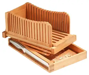 多功能天然竹木可折叠面包切片机指南，带可移动面包切板自制面包