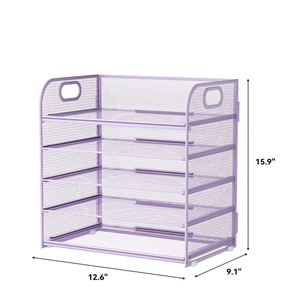 5 Tier Metal Mesh Desk Organizer with Ergonomic Handles <b>File</b> Holder for Home Office Desktop Storage for Papers Magazines - Product Image 2