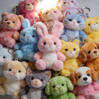Porte-clés en peluche animaux colorés en gros, personnalisables OEM ODM, pour prix de carnaval, cadeaux de fête, collection de vente au détail, pendentifs de sac à dos, fournitures