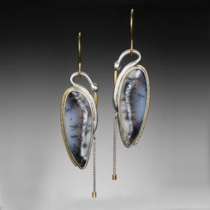 Eleganti Orecchini Pendenti a Forma di Cigno con Ciondolo in Quarzo Rosa, Placcatura Bicolore, Gioielli alla Moda per Donne - Product Image 1