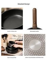 Ensemble de 19 ustensiles de cuisine antiadhésifs avec poignées amovibles, compatible avec les cuisinières à induction et à gaz pour la cuisine à domicile