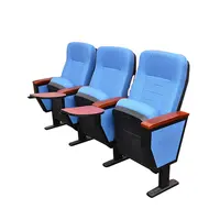 Cadeiras de controle dobráveis da igreja, cadeiras de concurso usadas de madeira com descanso para braço, sala de estar de tecido, preço de assento com tablet de escrita