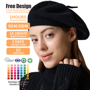 Boina Francesa de Cachemira 100% Tejida a Mano, Gorro de Invierno para Mujer, con Borde Acanalado, Color Sólido, de Lujo y Suave - Product Image 2