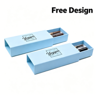 Caja de Regalo Deslizante Minimalista Moderna Azul Bebé Personalizada al por Mayor para Maquillaje con Cierre Magnético y Grabado en Relieve de Papel Rígido Certificado