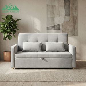 Divano Letto Moderno Wayon in Velluto con Tasca Portaoggetti, Convertibile per Piccoli Soggiorni - Product Image 1