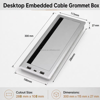 Boîtier de passage de câbles encastrable en alliage d'aluminium avec 2 ports USB-A et 1 port de charge USB, organisateur de câbles de bureau pour le bureau