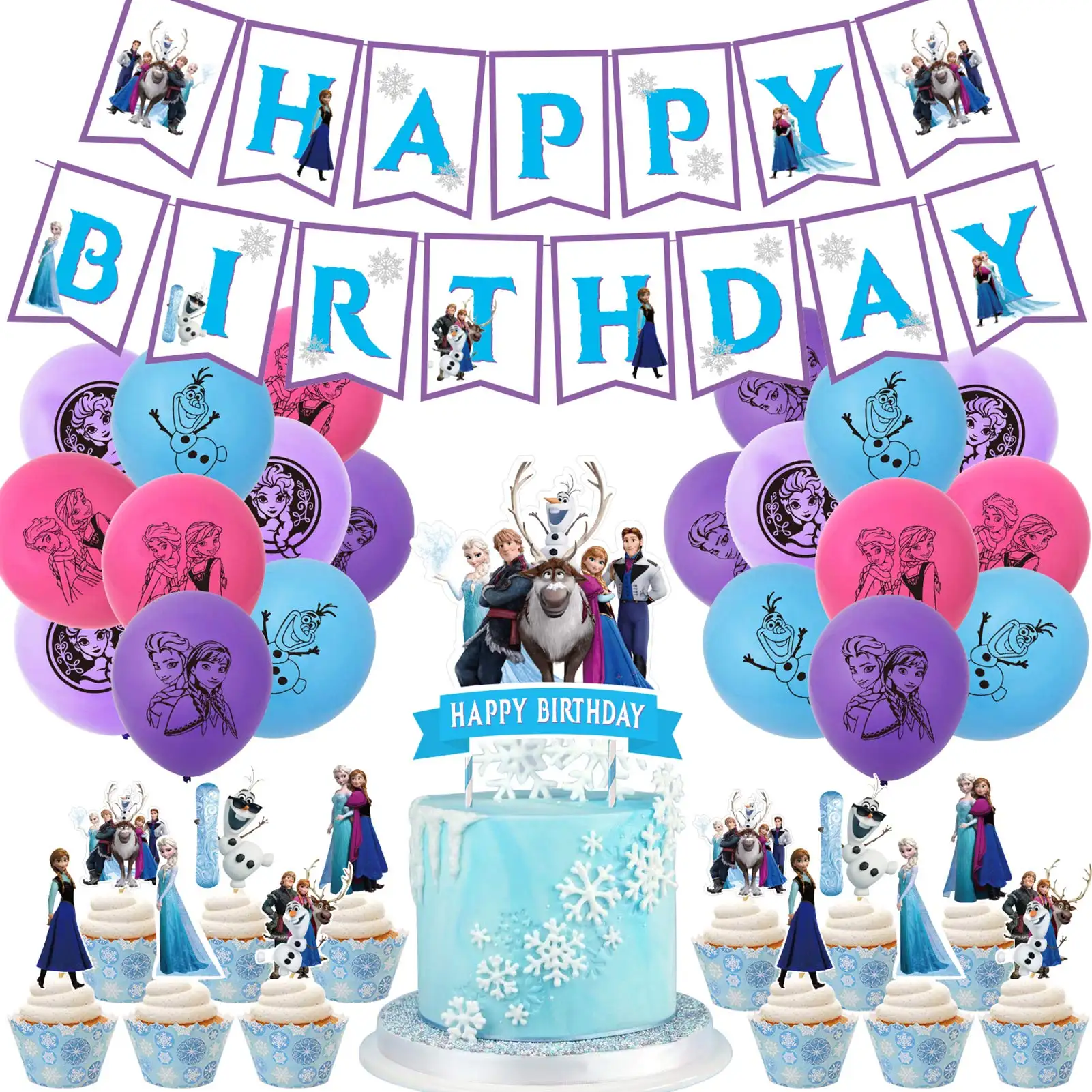 EN71 high quality frozen elsa anna banner cake toppers frozen party decoration