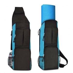 Échantillon gratuit, sac de yoga Oxford bleu personnalisé de haute qualité, imperméable, avec impression du logo du client, sac à bandoulière pour la danse et le yoga, vente en gros. - Product Image 2
