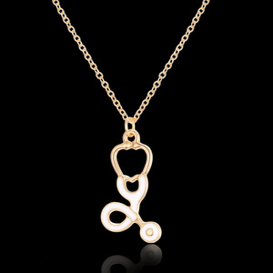 Fabricante de estetoscopio esmaltado, <span class=keywords><strong>jeringa</strong></span> inyectora, gorro de enfermera, colgantes de corazón, collares, collar de lactancia médica - Product Image 5