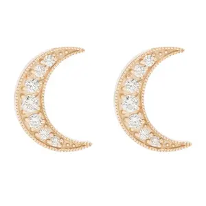 Trendy 14k gold jewelry custom CZ moon emerald turquoise stud earrings designs for girls