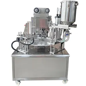 Machine de remplissage de scellage de tasse de pâte de pois chiche de crème de pois chiche d'emballage de houmous rotatif KIS-900 automatique