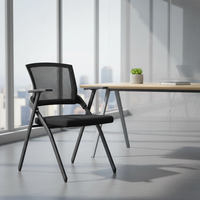Chaise de bureau pliable en maille avec accoudoirs, chaise de salle de réunion portable, chaise de bureau pliable légère pour conférence et formation