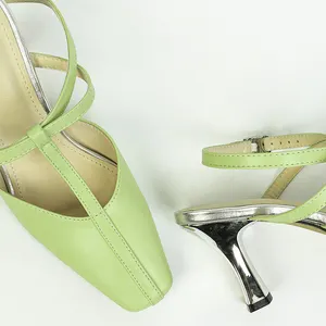 ホット販売新しいレディース春パンプス光沢のある靴エレガントなビジネスオフィス女性のためのネオングリーンハイヒール