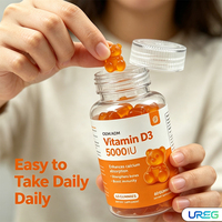 Gummies de Vitamine D3 pour Adultes Marque Blanche 5000 UI Soutien Immunitaire Amélioration de la Densité Osseuse OEM ODM Complément Alimentaire 60 Gummies