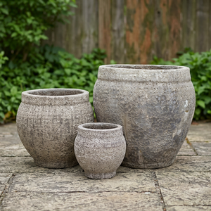 Pots à fleurs en céramique émaillée de haute qualité, style classique, avec glaçure à bulles, urne vietnamienne antique à motif diamant - Product Image 1