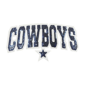 Toppa Termoadesiva Grande con Paillettes e <span class=keywords><strong>Ricamo</strong></span> Blu Navy, Stile Cowboys, Distintivo Lettera Varsity, per Retro Giacca Sportiva Gameday - Product Image 1
