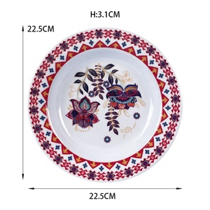 מותאם אישית 16 חתיכה מסעדה מנות צלחת הגשה כלי אוכל סט פרחוני מדבקות למעלה כיתה הדפסת מלמין הנמכר ביותר סט - Product Image 5