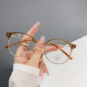 Monturas de Gafas Ovaladas Simples de Marco Completo, Lentes de PC con Protección Anti Luz Azul, Unisex, Lentes Planos YC9541 D1 - Product Image 2