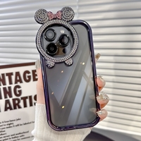 Coques de téléphone AilesTecca avec paillettes de diamant en forme de papillon pour iPhone 16 15 Pro Max, coque transparente pour téléphone portable avec film protecteur pour l'objectif