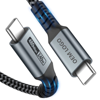 Cable USB Tipo C de Carga Rápida, 240W 100W 5A, Personalizado de Fábrica, 1m 2m 3m, Cable USB Tipo C de Nailon Trenzado de Alta Calidad