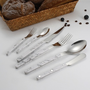 Service de Couverts en Acier Inoxydable de Restaurant avec Manches en Acrylique Effet Marbre <span class=keywords><strong>Bleu</strong></span> Rose Vert - Product Image 5