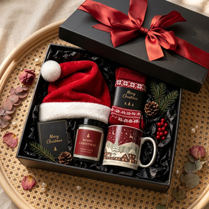 Christmas Gift Box Scented Candle Santa Hat Ceramic <b>Mug</b> Christmas Socks Greeting Card Holiday Gift Set Candle set - Product Image 4
