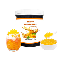 Mango smaak Popping Boba Parels Zak 1,2kg China Groothandel Concentraat Bubble Tea Halal Gecertificeerd Suikerstroop Additieven