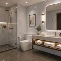 Panneau mural en marbre UV WYRAX 1220x2440mm 2.8mm Gris clair Carrara Haute brillance Imperméable pour douche