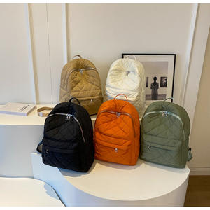 Hiver Classique Voyage Randonnée Casual Diamond Matelassé Sac à dos Solid Color Custom College Student Padded Laptop Schoolbag - Product Image 2