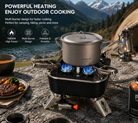 Réchaud à gaz portable en acier inoxydable, type split, pour pique-nique en extérieur, avec design pliable, résistant au vent, capacité 3-5 personnes
