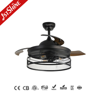 Ventilateur de plafond rétractable 1stshine 42 pouces, lames invisibles, décoration intérieure, commande intelligente, moteur silencieux, design élégant, 6 vitesses