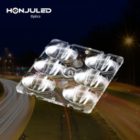 HONJU Matériau T2S-PC LED Optique Éclairage Lentille 6 Perles Motif Carré Plano-Convexe pour Projecteur de Rue Degré 6 Coupure