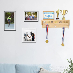Cross-border commemorative coin display rack, single-layer flat wooden display rack, <b>pine</b> wood burnished finish coin storage - Product Image 1