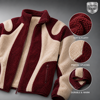 Veste d'hiver en polaire Sherpa à blocs de couleur, résistante au vent, doublure 720GSM, streetwear, OEM, MOQ 50 pièces