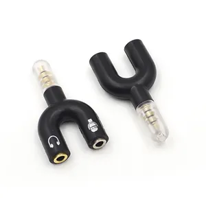 Venta caliente 3,5mm aux en forma de U 1 en 2 de divisor de Audio jack estéreo de auriculares de audio adaptador de convertidor - Product Image 1