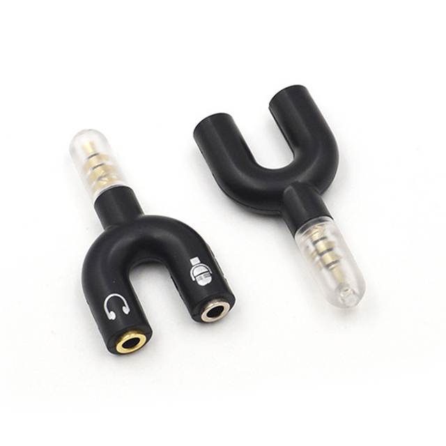 Hot Sale 3.5mm Aux  U Shape 1 in 2 Out Audio Splitter Jack Stereo Headphone Audio Converter Adapter