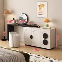 Table de maquillage en bois de style italien avec tiroirs, table de maquillage personnalisée blanche et noire de luxe pour filles avec miroir