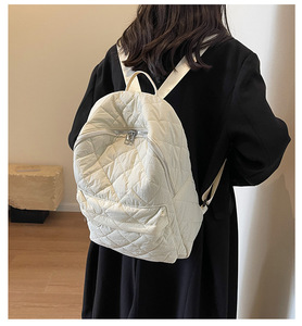 Professional Customization Travel Hiking Casual Diamond Quilted Solid Color Backpack - Product Image 4