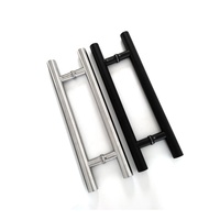 Quincaillerie de porte battante SS304 Poignée tubulaire en verre H à ouverture poussée