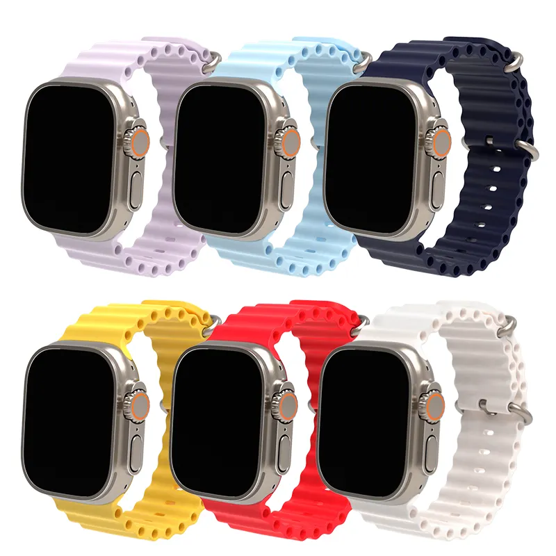 2022 Terbaru Resmi Sama Ayat 49Mm Silicone Ocean Strap Watch Band untuk Seri Se 8 7 6 5 4 3 2 1 Apple Watch Ultra Band