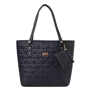 Sac fourre-tout en cuir véritable pour femme Fana Jade, bleu marine matelassé, grande capacité, usage quotidien estival - Product Image 1