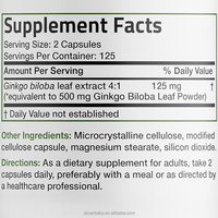 Capsules de Ginkgo Biloba et de Phosphatidylsérine, Complément Nootropique Sans Gluten, Dosage Personnalisable de 500 mg à 1500 mg