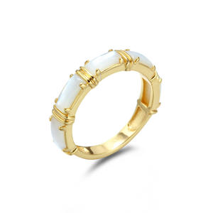 Ensemble de bagues en opale pavée, ensemble minimaliste d'opale et de diamants, bagues empilables pour tous les jours, or 14 carats - Product Image 2