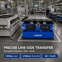 Robot AGV de transfert de matériaux 1000 kg, navigation laser SLAM, précision de positionnement de 10 mm, vitesse de déplacement de 1,0 m/s pour entrepôt intelligent
