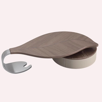 Mesa de Centro de Diseño Moderno para Sala de Estar, Estilo Lujoso, Forma Especial de Hoja, Chapa de Nogal