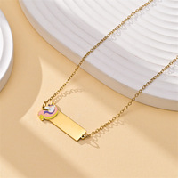 Collier en acier inoxydable avec plaque nominative, bijoux fantaisie, collier mignon pour filles, bracelet plaqué or 18 carats pour femmes