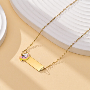 Collana in Acciaio Inossidabile con Targhetta Personalizzabile, Gioielli Cartoon, Collana Carina <span class=keywords><strong>per</strong></span> Ragazze, Bracciale Placcato Oro 18k <span class=keywords><strong>per</strong></span> Donne - Product Image 5