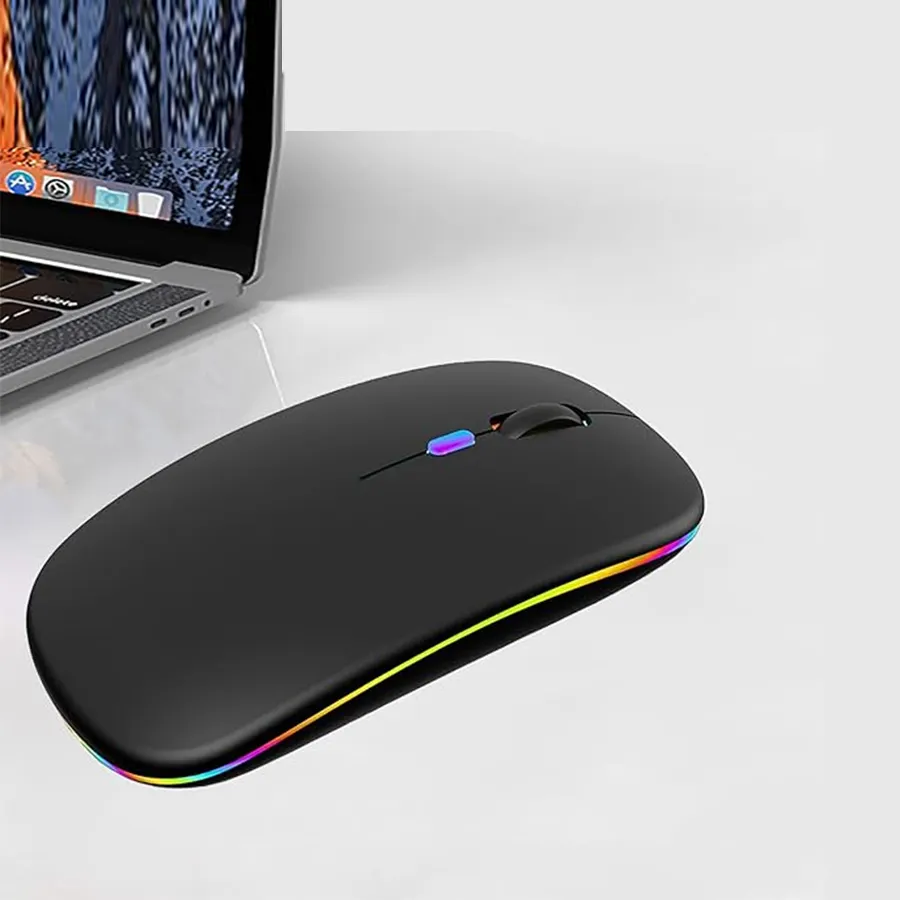 Mouse piatto bluetooth di tipo c ottico rosa all'ingrosso nero opaco rgb doppio mouse mouse wireless ultra sottile ricaricabile per tablet